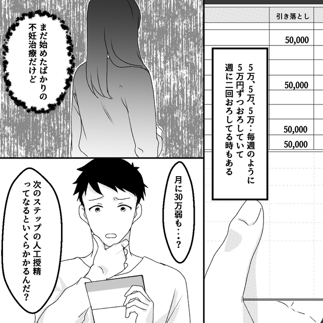 【月に30万弱も？】不妊治療費といって、多額を引き出していた妻が怪しい…→読者「引き出し額が多すぎ」「何か秘密がありそう」